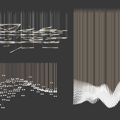  现代大堂水晶装饰灯su模型 