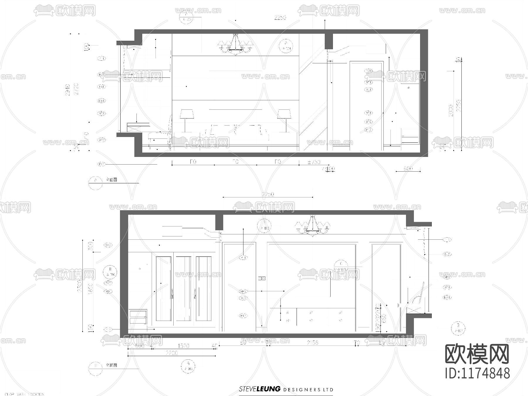 样板房客餐厅cad立面图下载（渲染图2）