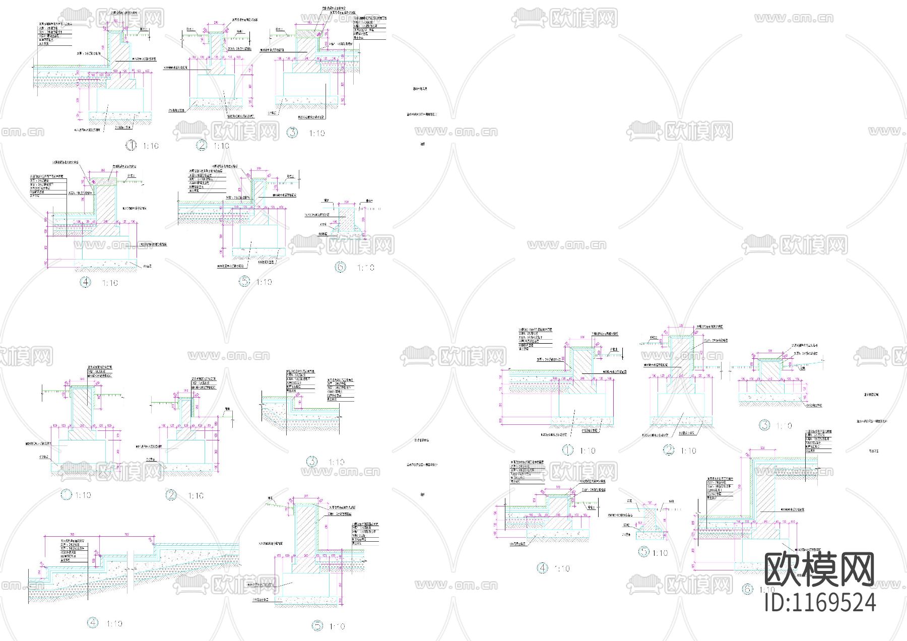花坛围墙cad大样图下载（渲染图2）