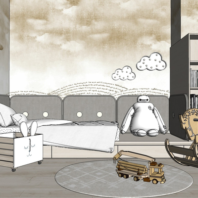  现代儿童沙发玩具su模型 