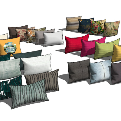  现代布艺枕头su模型 