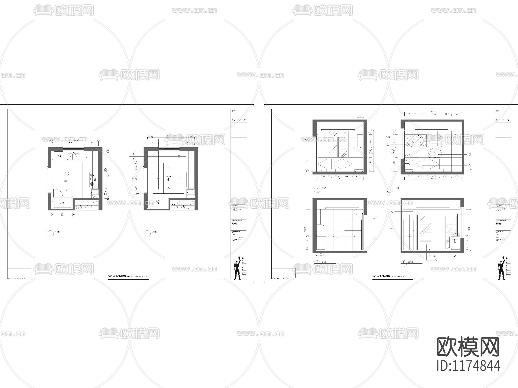 样板房厨房卫生间cad立面图下载（渲染图3）