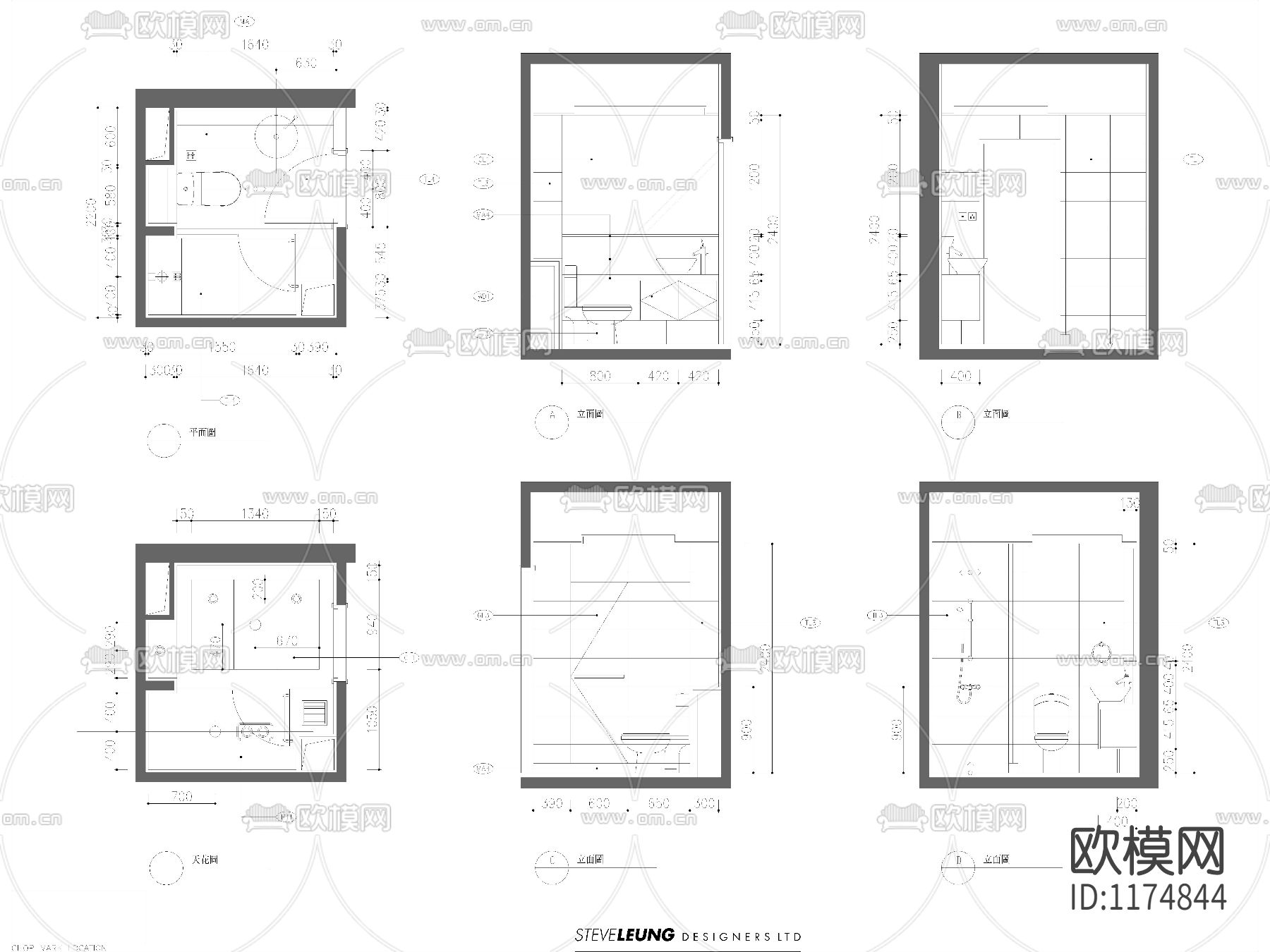 样板房厨房卫生间cad立面图下载（渲染图1）