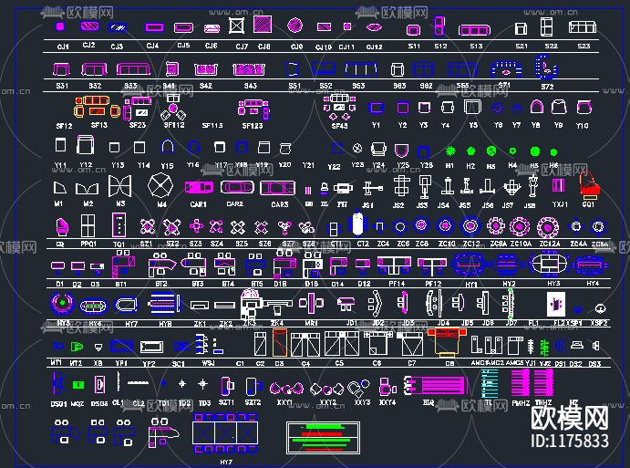 软装家具cad图库下载（渲染图2）