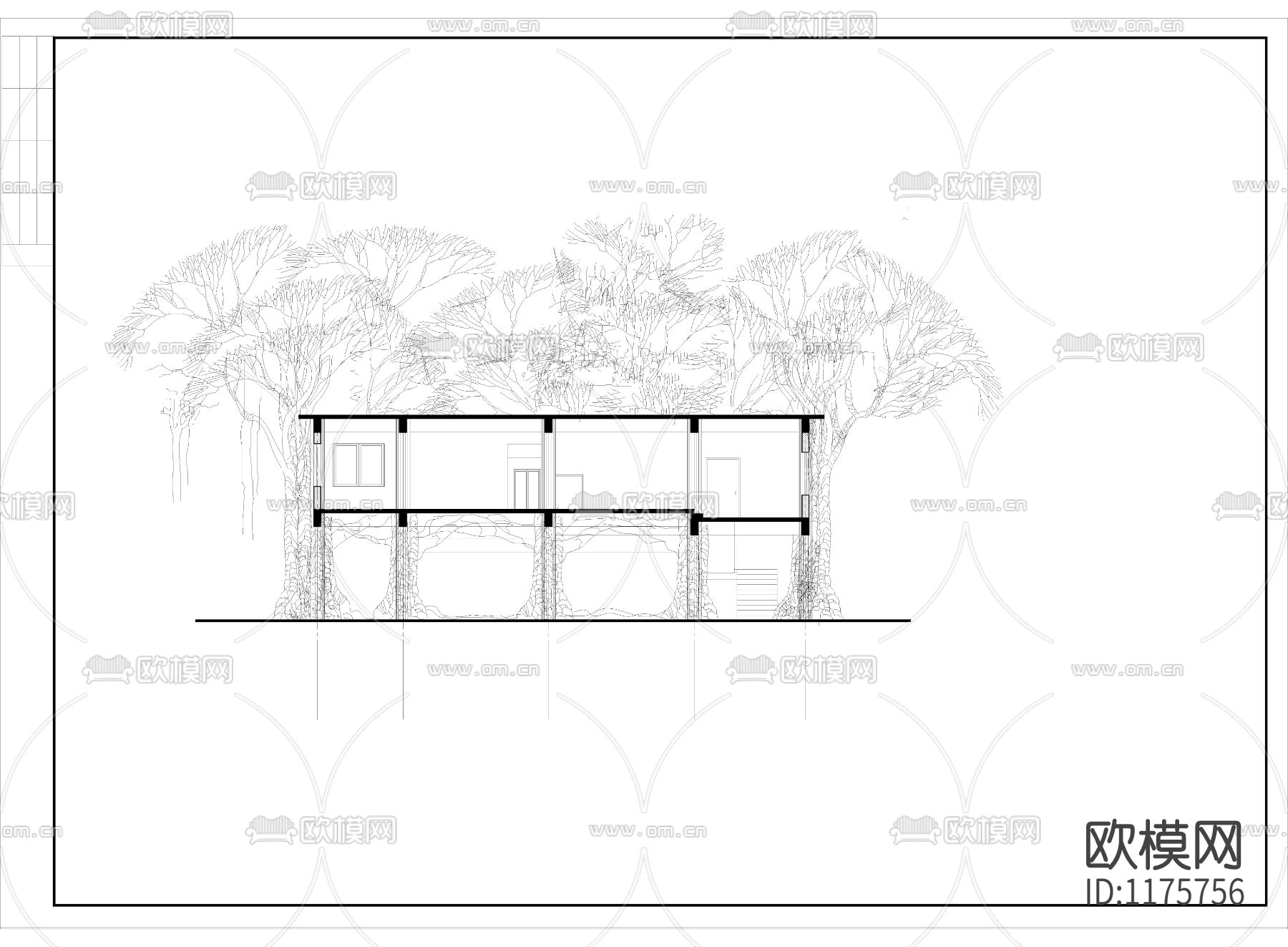 某童趣园树林房子cad施工图下载（渲染图2）