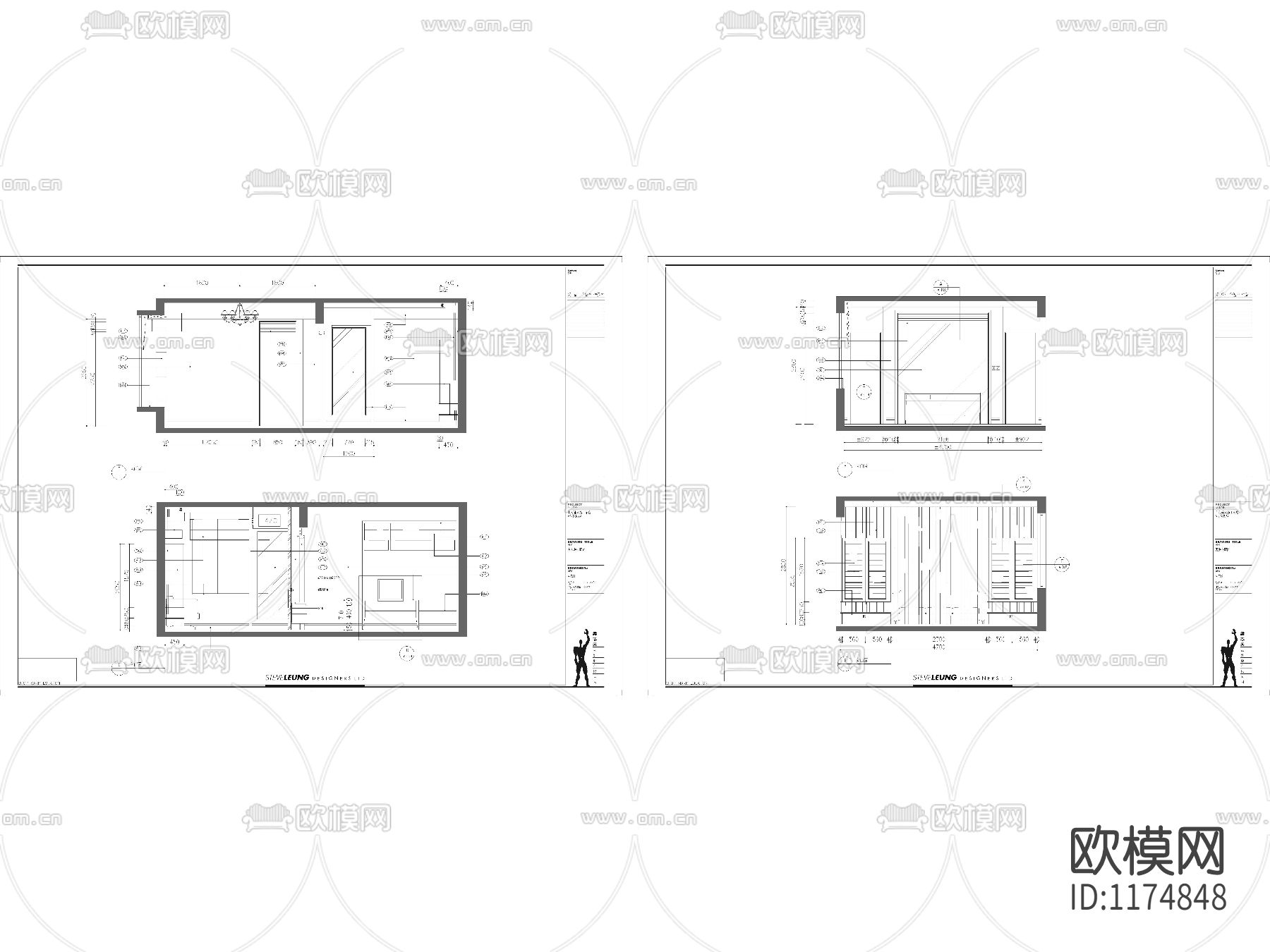 样板房客餐厅cad立面图下载（渲染图3）