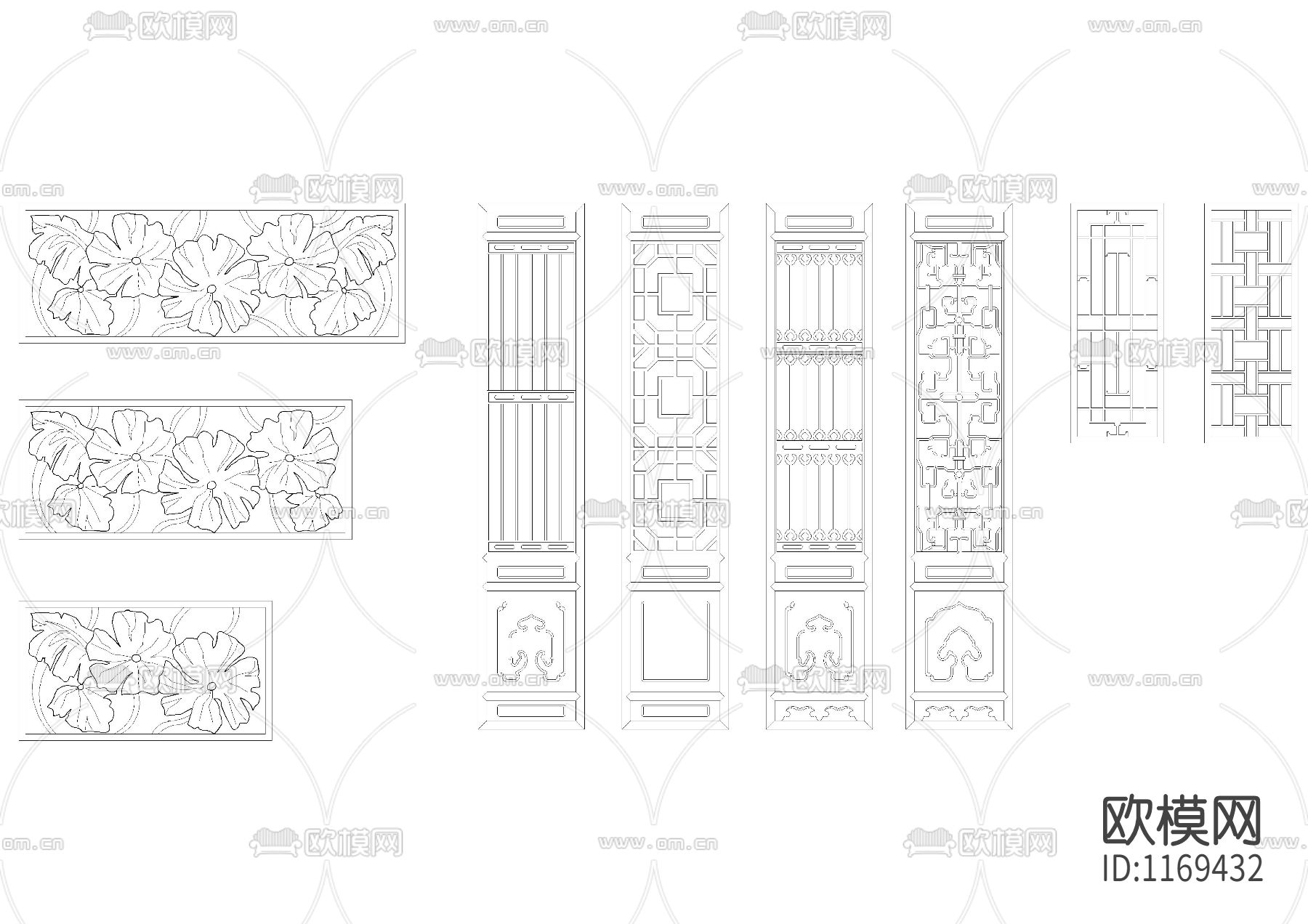 中式门窗cad图库下载