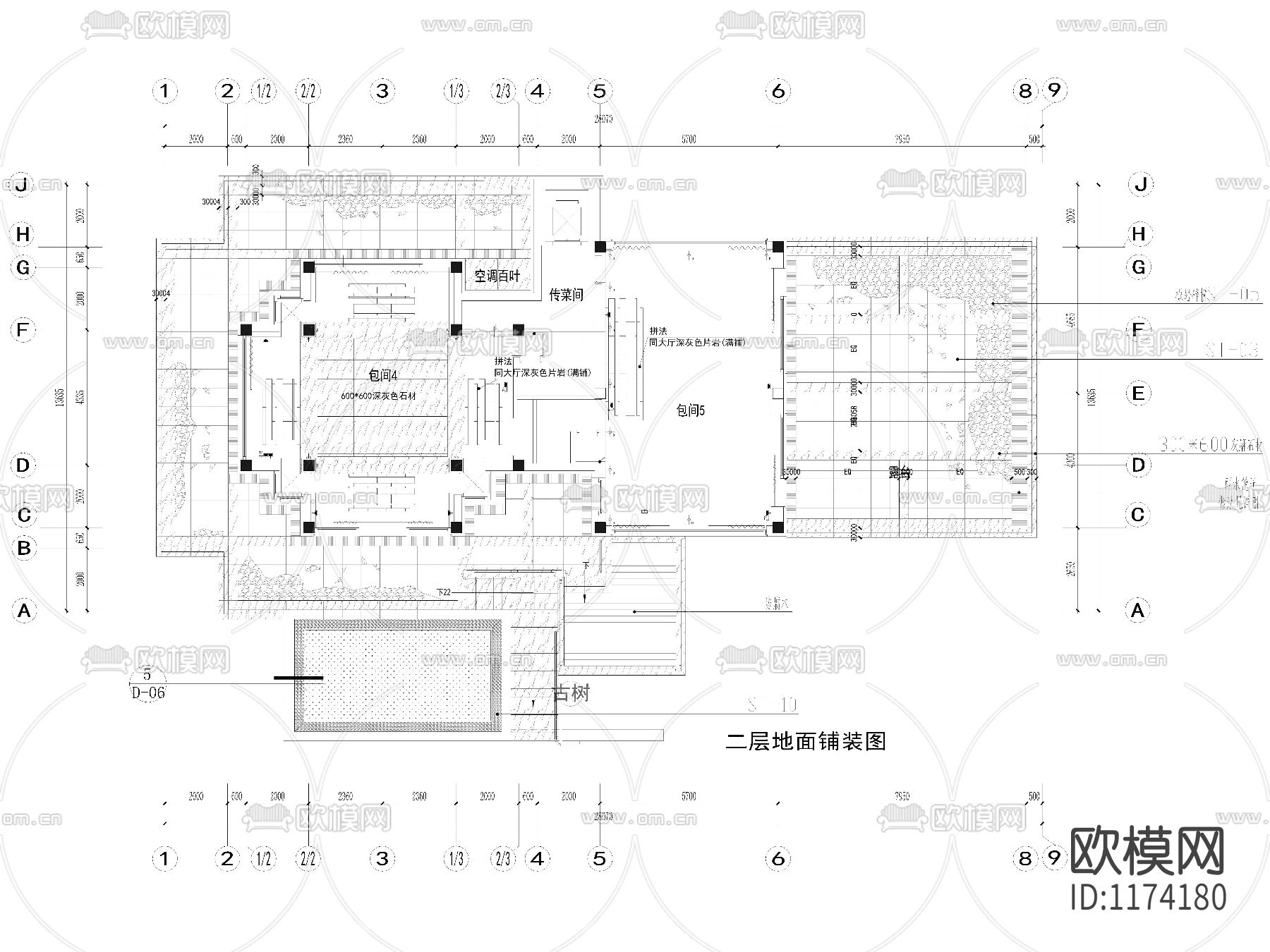 高档餐厅cad平面布置图