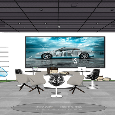  现代汽车店接待区su模型 