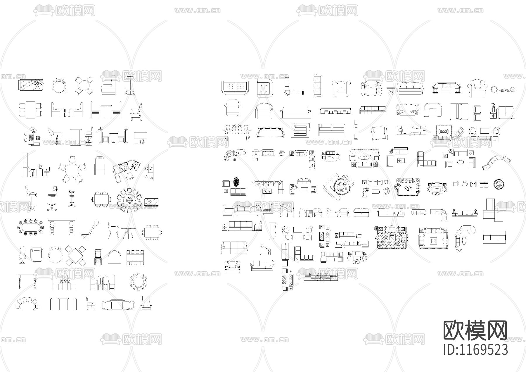 平面家具cad图库下载（渲染图2）