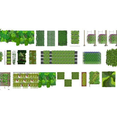  现代绿植墙su模型 