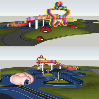  现代儿童游乐场su模型 