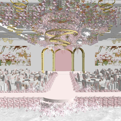  现代宴会厅su模型 