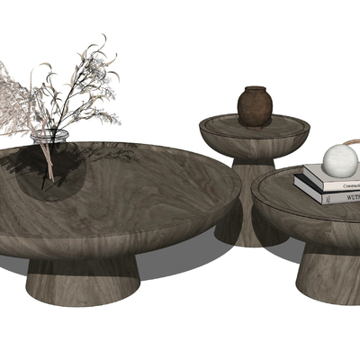 现代圆形茶几su模型