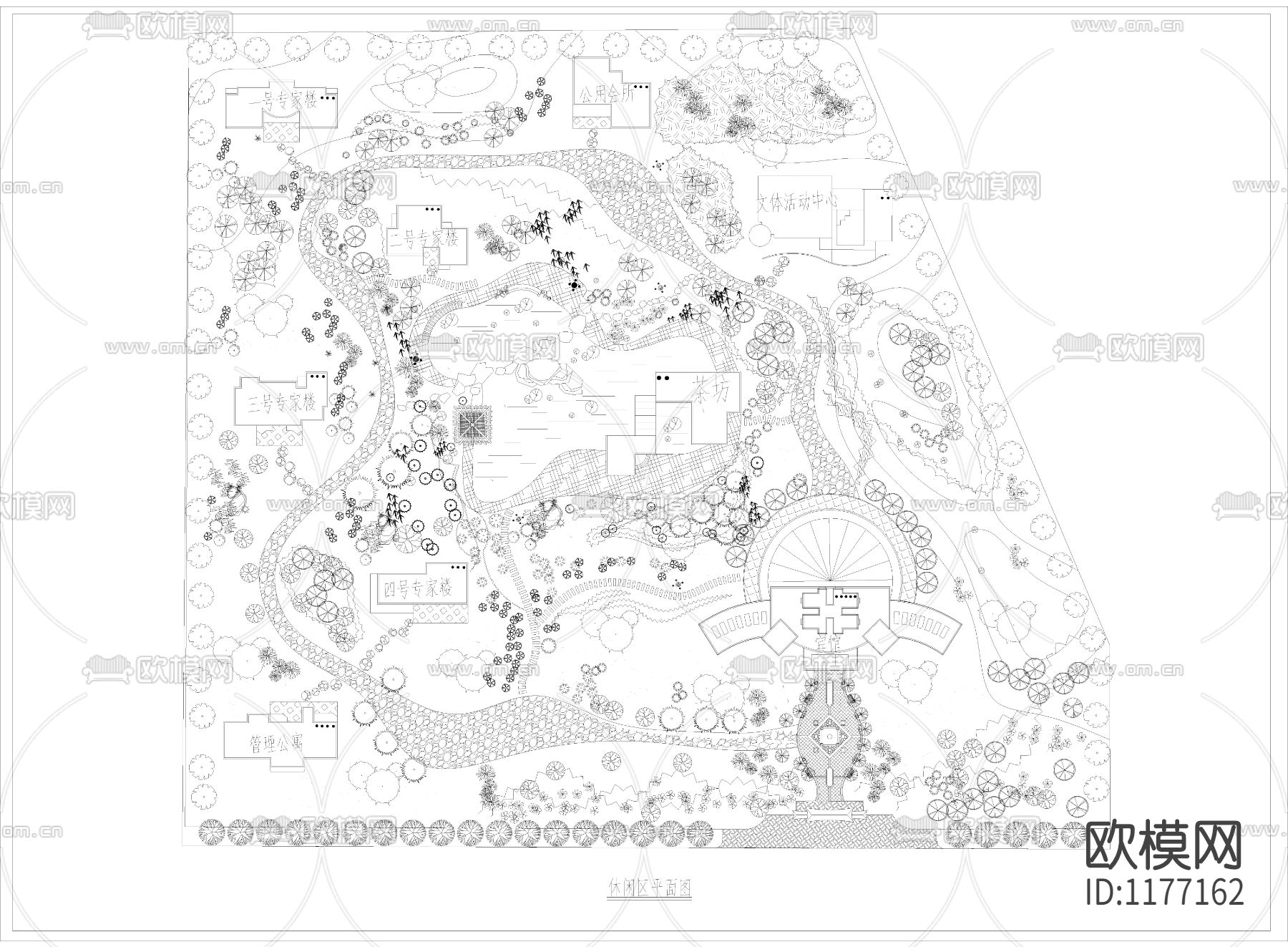 某休闲区园林规划cad施工图下载