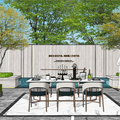  现代阳台花园su模型s 