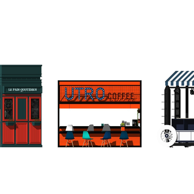  现代快餐车su模型 