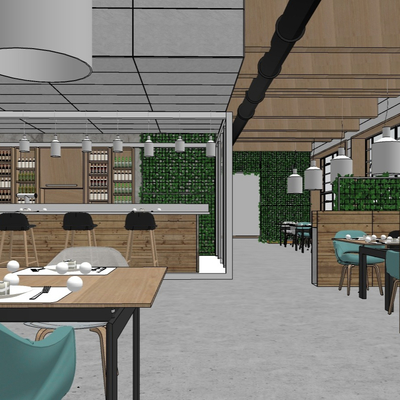  现代西餐厅su模型 