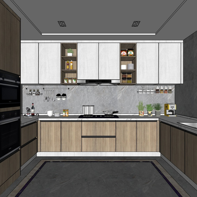  现代厨房su模型 
