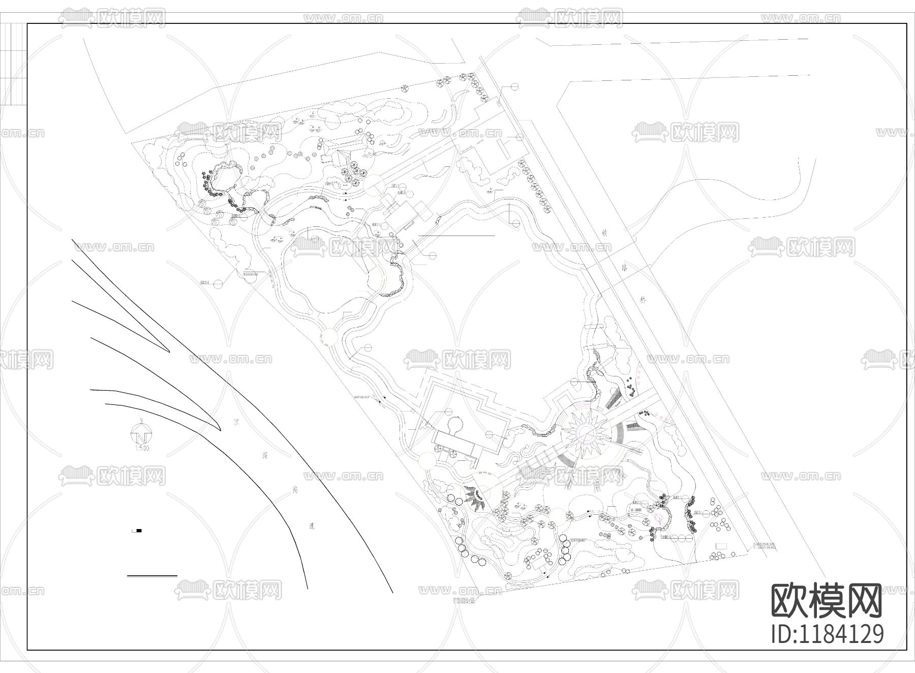 太阳湖cad施工图下载（渲染图2）