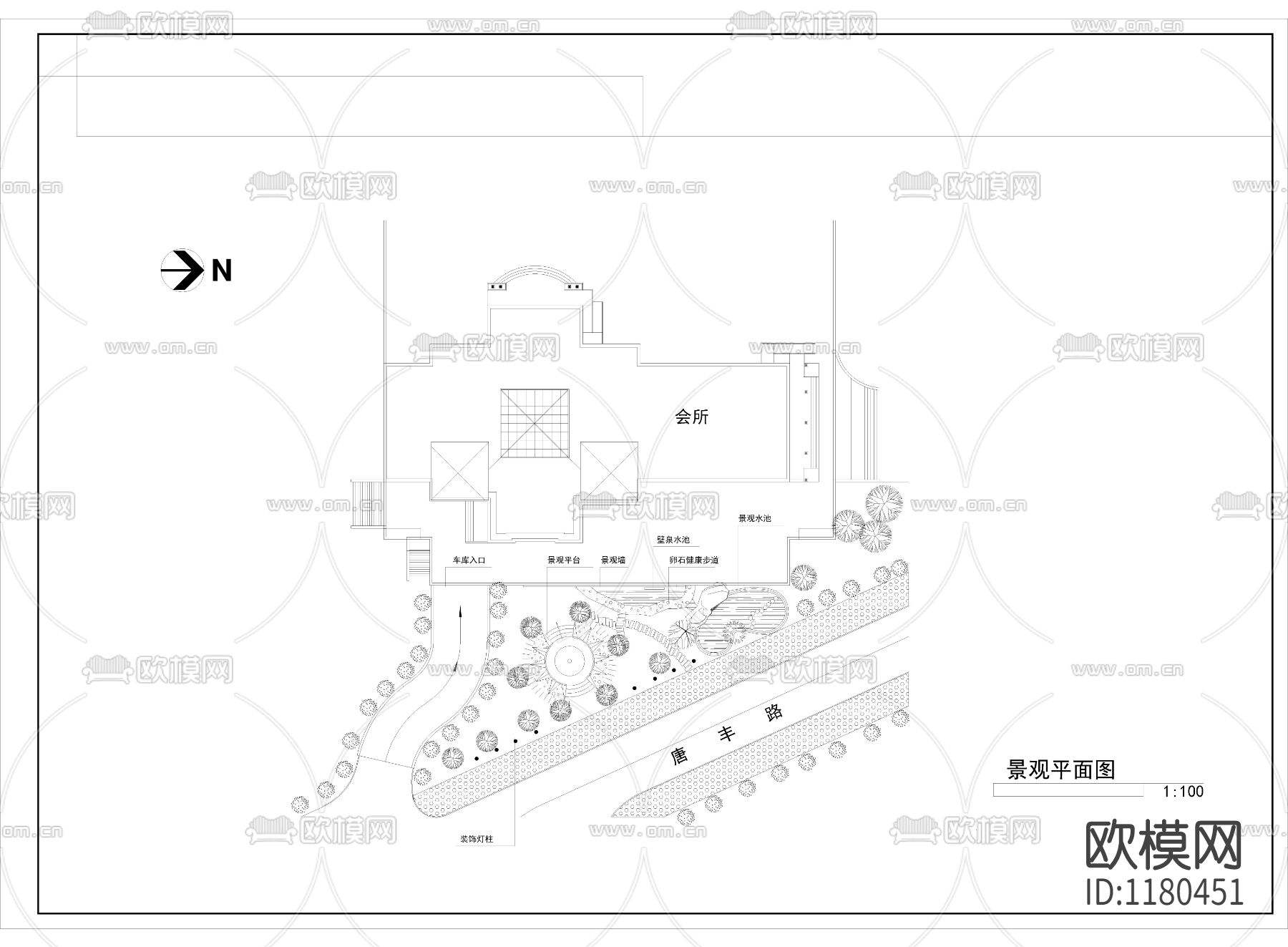 三角绿地景观设计cad施工图下载（渲染图4）