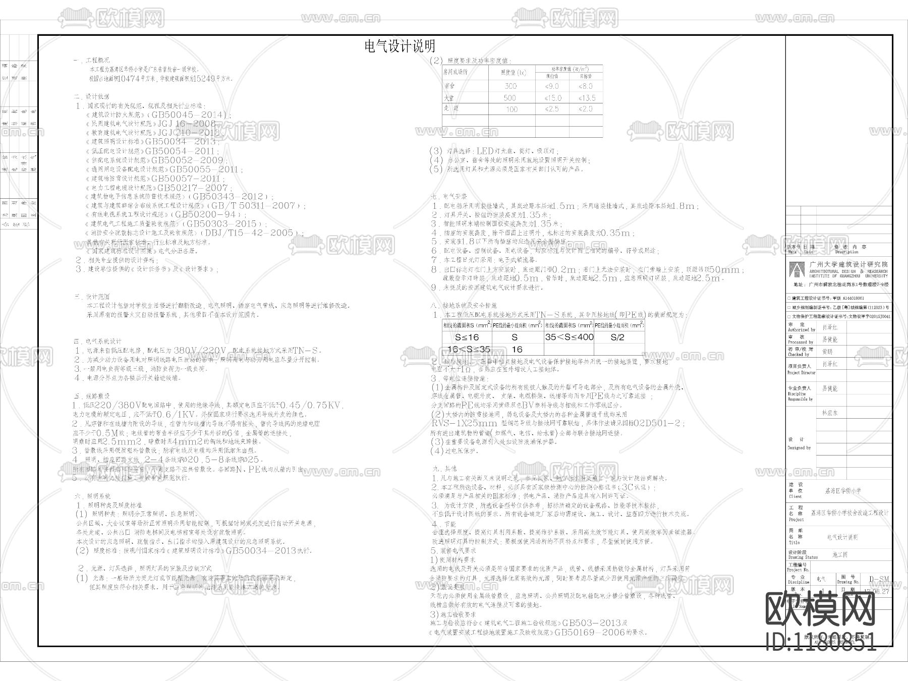 电气图通用目录施工说明下载（渲染图2）