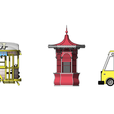  现代快餐车su模型 