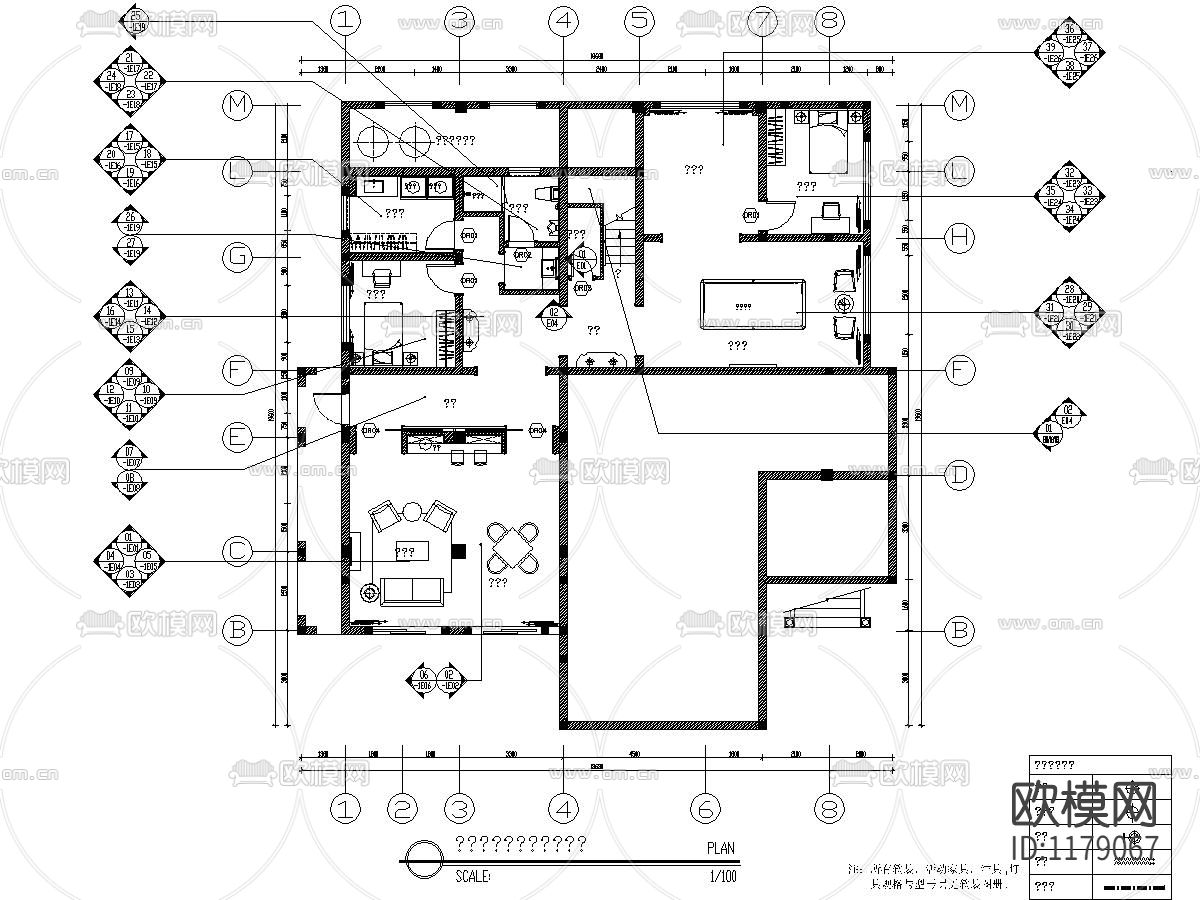 全套简欧别墅装修效果图+详细施工图下载（渲染图5）