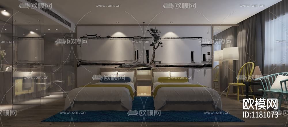 风云聚精品酒店（施工图+效果图）下载（渲染图3）