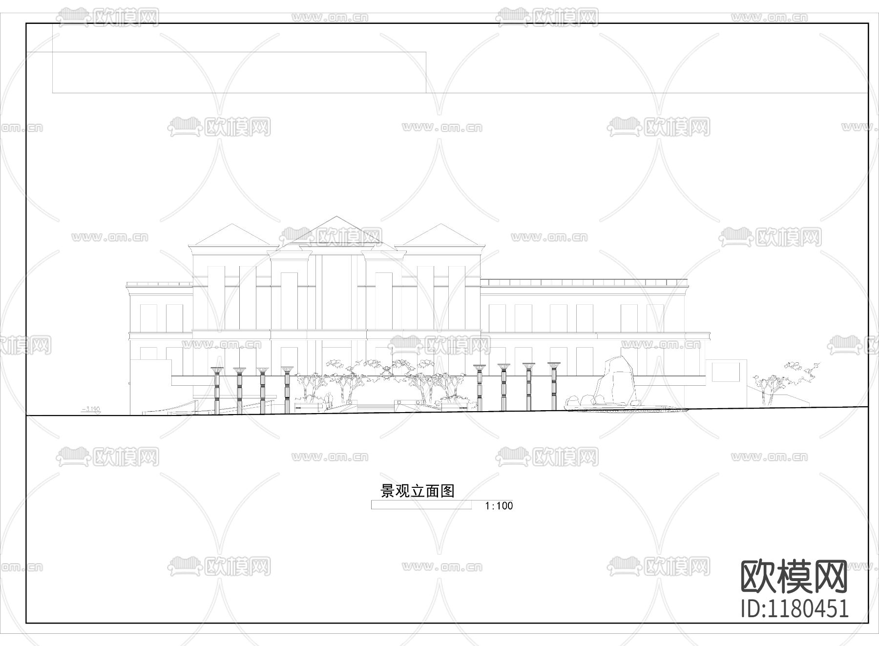 三角绿地景观设计cad施工图下载（渲染图2）