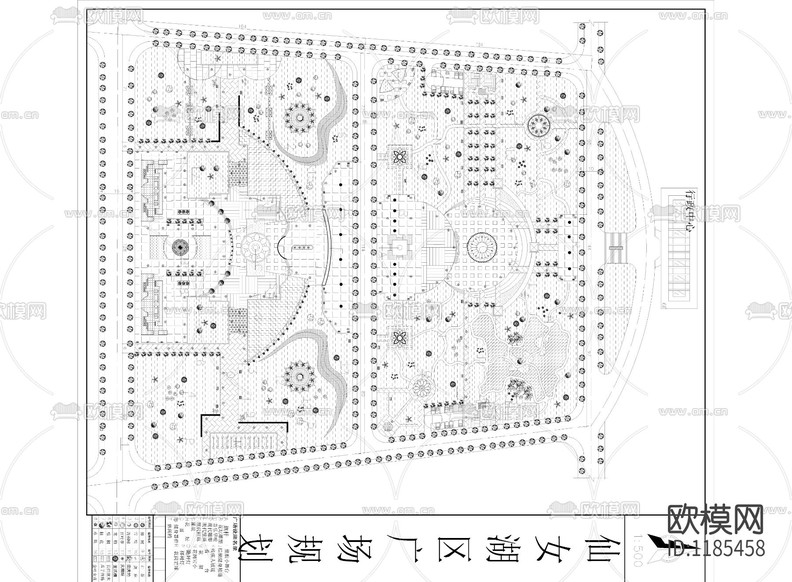 仙女湖廣場(chǎng)綠化cad施工圖下載