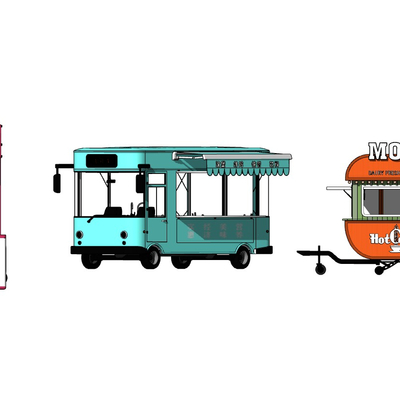  现代快餐车su模型 