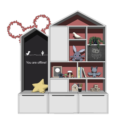  北欧儿童书柜收纳柜su模型 