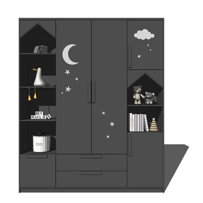  现代儿童衣柜su模型 