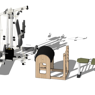  现代健身房健身器材su模型 