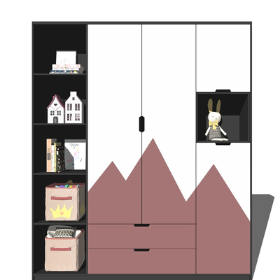  北欧儿童衣柜玩具su模型 