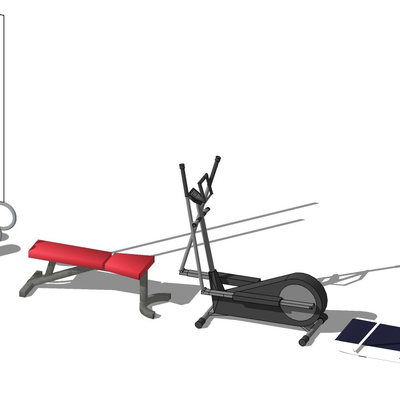  现代健身器材su模型 