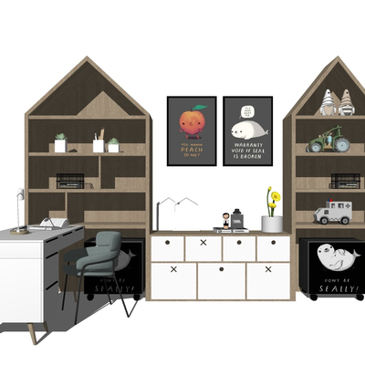  北欧儿童装饰柜su模型 