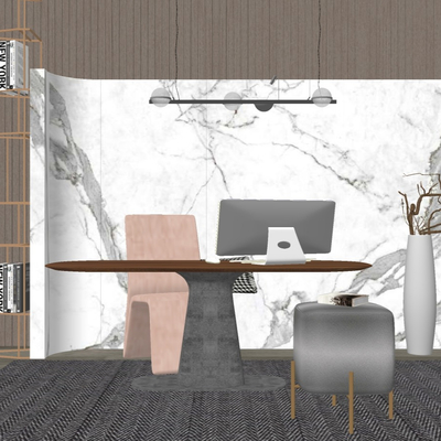  现代办公桌椅su模型 