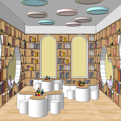  现代幼儿园早教中心su模型 