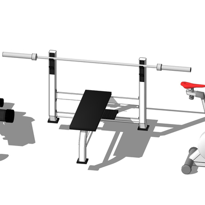  现代健身房健身器材su模型 