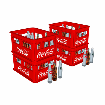  现代可乐汽水塑料筐su模型 