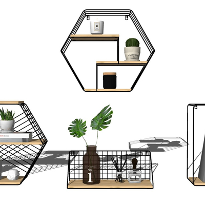  现代墙上置物架su模型 