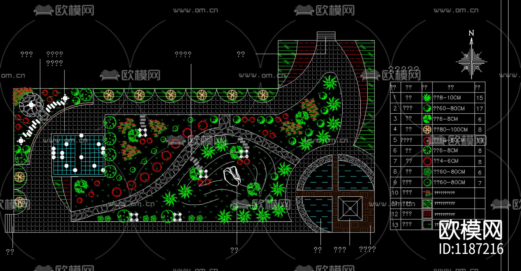 CAD别墅庭院设计图下载（渲染图5）
