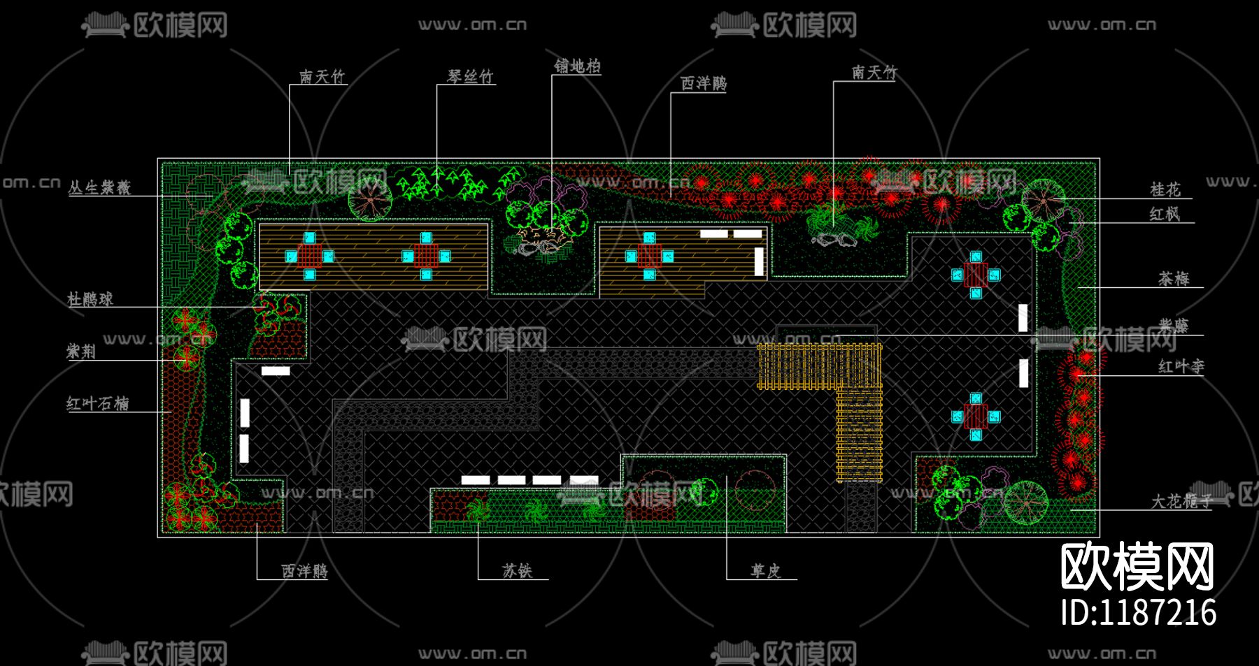 CAD别墅庭院设计图下载（渲染图6）