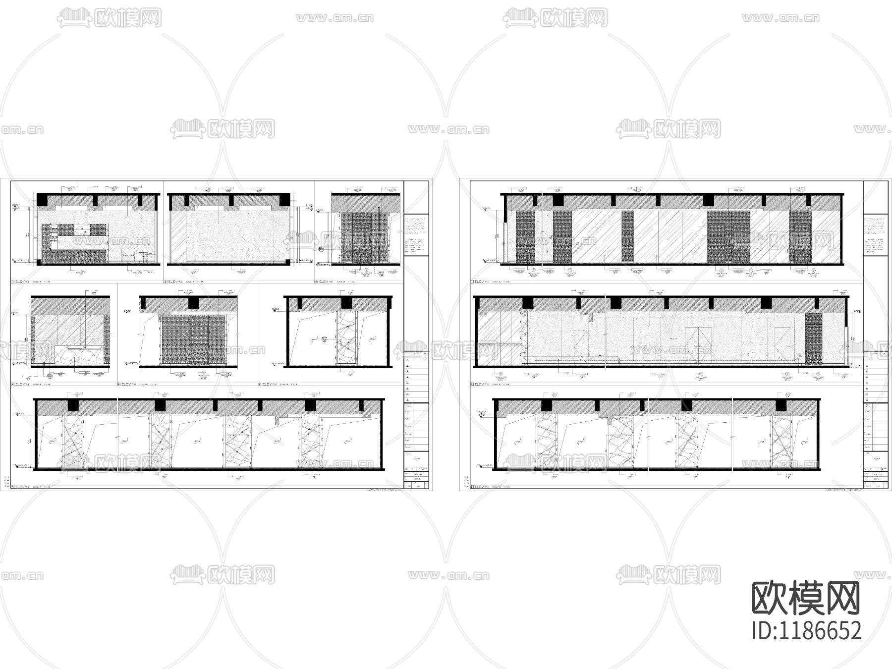 现代办公室公共区域立面图下载（渲染图1）