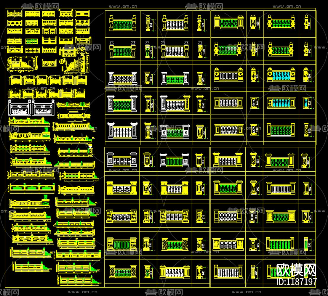 CAD素材-室外石材护栏下载
