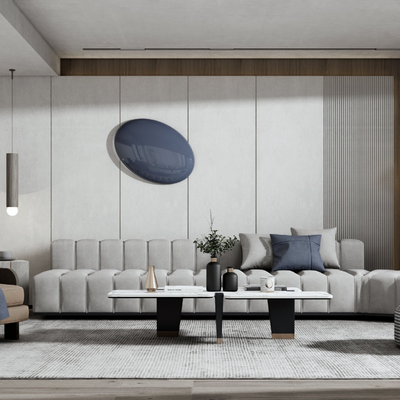 现代布艺组合沙发su模型