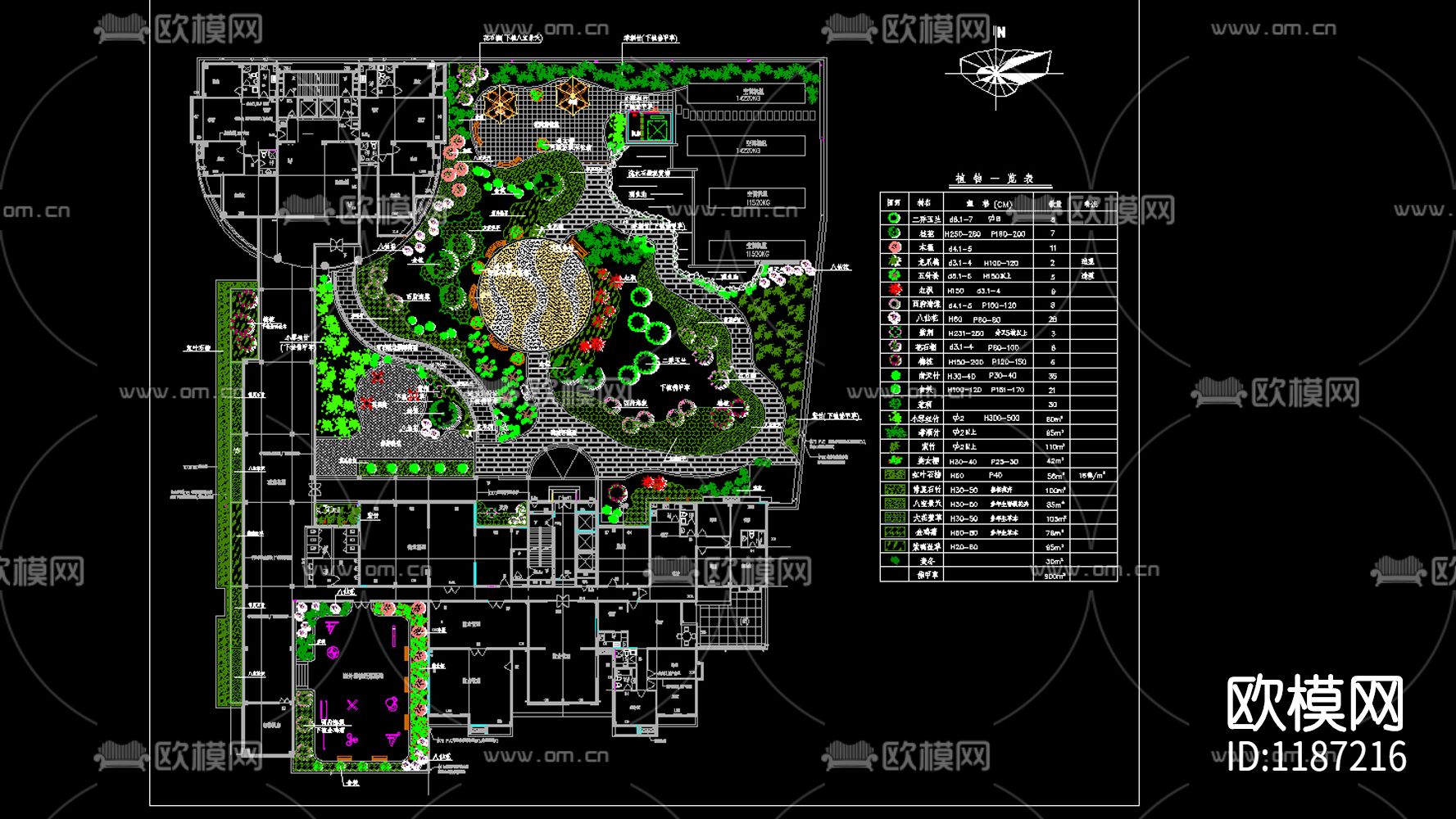 CAD别墅庭院设计图下载（渲染图2）