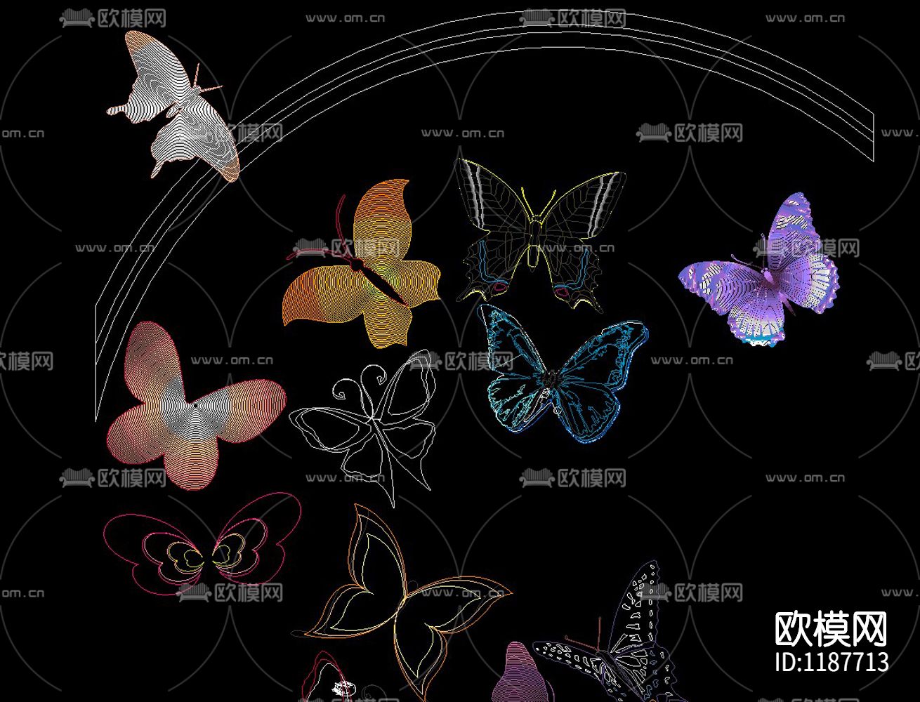 蝴蝶CAD图库下载（渲染图1）